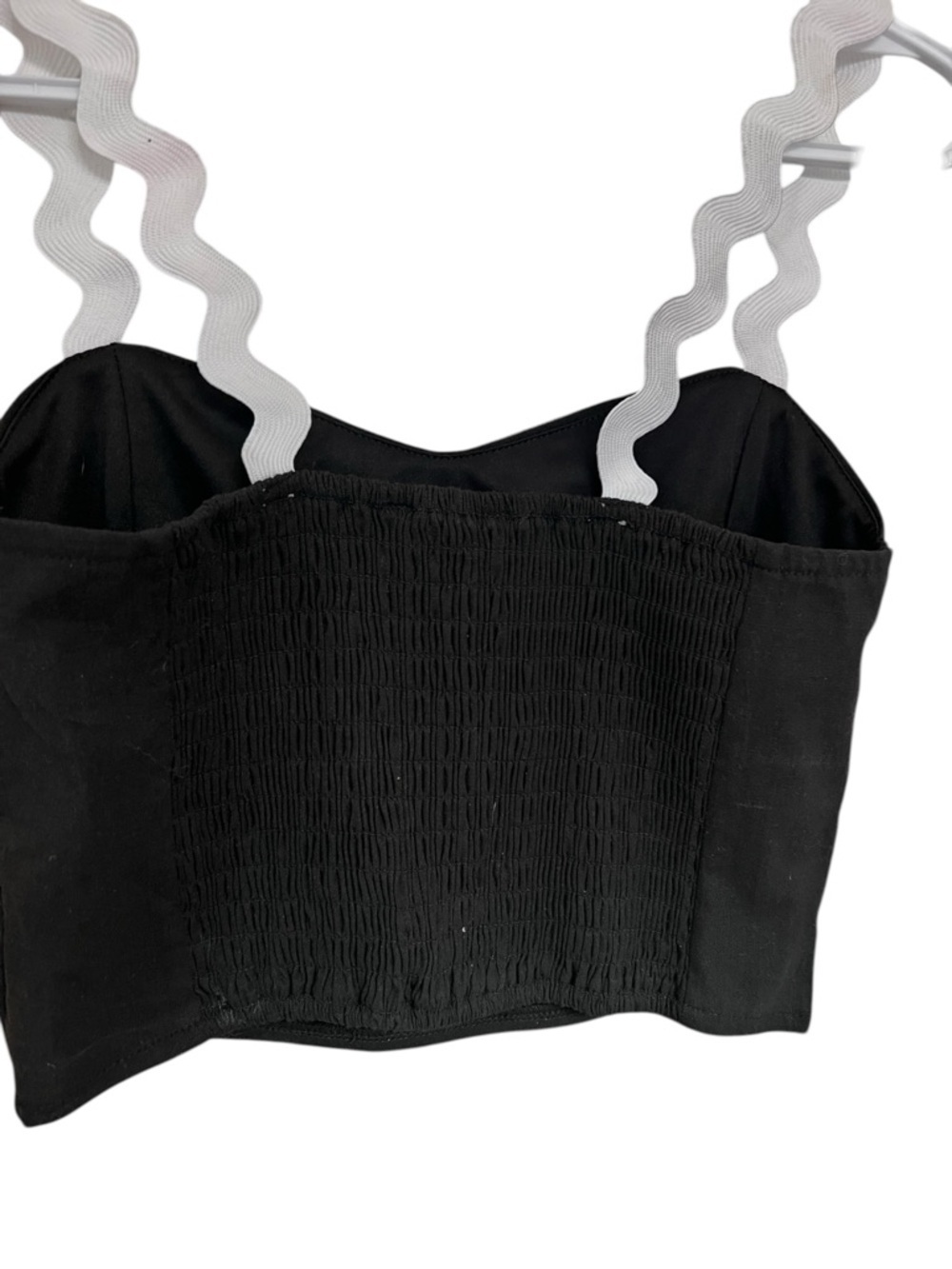 Thirty Thirty Black Cropped Bustier Top with White Wavy Straps - Picture 2 of 4